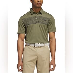 NWT Adidas Men's Green Patterned Polo Golf Shirt size XL